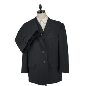 Pronto Uomo Platinum Men's Black Wool Two Button Suit Size 52S Pants 44 x 28 - Picture 1 of 18