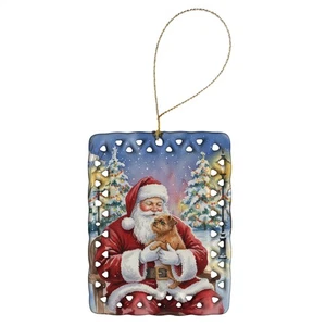 Caroline's Treasures Brussels Griffon Santa Claus Porcelain Ornament FNT1018CO2 - Picture 1 of 3
