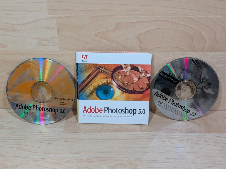 Adobe Photoshop 5.0 Microsoft Windows 2 discos recorrido y entrenamiento y disco de aplicación Foto 1 de 4