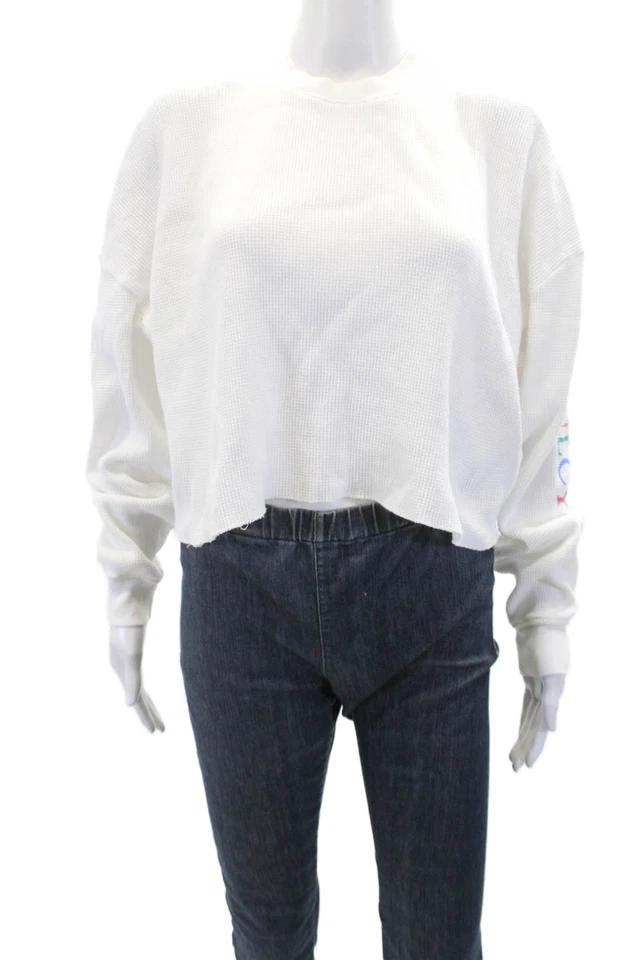 Sudadera corta Soul Cycle para mujer de algodón con logotipo manga blanca talla M Foto 1 de 4