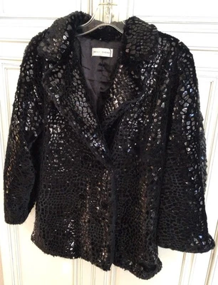 Chaqueta Blazer WEILI ZHENG Diseñador Doble Pecho Piel Reptil Lentejuelas Estampado Pequeña Foto 1 de 4