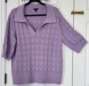 Talbots Plus Lillac Kurzarm Johnny Kragen Pullover Sweater Größe 2X - Bild 1 von 5