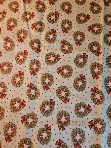 REINDEER GAMES Christmas WREATHS BY SANDY GERVAIS 1 yard Cotton Quilt Fabric - Picture 1 of 2