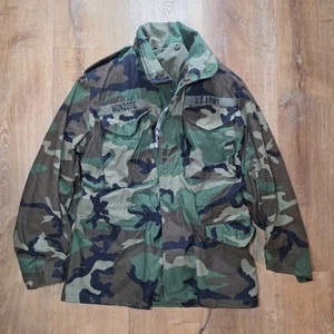 US Military Army Cold Weather Field Woodland Camo Jacket M65 Small Genuine VTG - Picture 1 of 10