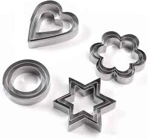 Mini Cookie Cutters Set Heart round Flower Star Shapes, 12Pcs Stainless Steel Fr - Picture 1 of 6
