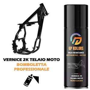 Vernice Telaio Moto Spray 2K NERO LUCIDO | Antigraffio, Anti UV, Professionale - Photo 1/2