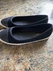 Wanted Brand Women's Size 8 Black Slip On Round Sparkle Toe Espadrille Flats - Picture 1 of 11