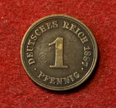 Germany Pfennig 1887 F Copper Coin KM#1 T6323 - Image 1 of 2