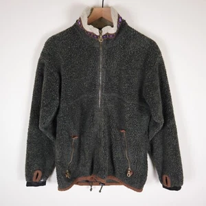 vtg ALF Kuhl Sherpa Fleece Jacket Grey/Forest Green Adult Medium 21.5x26 - Picture 1 of 13