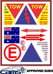 RACE CAR CAMS APPROVED DRIFT DRAG BATTERY SWITCH RALLY E STICKER FULL SHEET - Picture 1 of 1