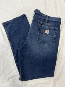 Pantalones de mezclilla Carhartt para hombre resistentes flexibles pierna recta azules talla 42x32 informales relajados años 90 - Imagen 1 de 19