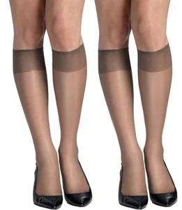 Hanes Women's Silky Reflections Sheer Knee Highs with Reinforced Toe (2 Pack) - Picture 1 of 4