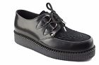 Steel Ground Shoes Black Leather Black Suede Creepers Low Sole D Ring Casual