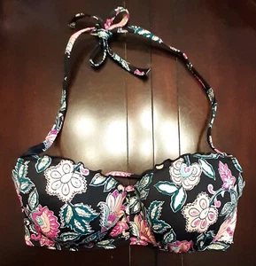 Nuevo sin etiquetas Top Acolchado Sombra y Costa Negro/Multicolor Floral con Volantes Talla 34D - Imagen 1 de 2