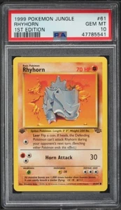 Pokemon Card Jungle Set 1999 primera edición Rhyhorn #61 PSA 10 GEM MT inglés 61/64 - Imagen 1 de 2
