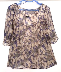 Pretty F&F Floaty Chiffon Blouse Mixed Colours of Mauve shades. UK Size 10. - Picture 1 of 8