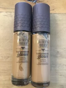 2 PK BURT'S BEES Goodness Glows Liquid Makeup Foundation 1057 Rich Brown 1 oz. - Picture 1 of 3