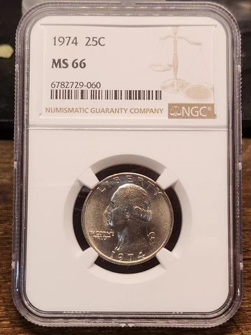 1974 Washington 25c, NGC Graded MS 66, 060 Cover