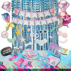 Mermaid Party Set ~ Decorations/Supplies for Children's Birthday,Plates, Fork... - Picture 1 of 5