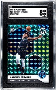 ANTHONY EDWARDS 2020 Panini Mosaic 201 Green Prizm RC Rookie SGC 8