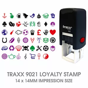 Traxx 9021 Loyalty Card Rubber Stamp Self Inking Small Pocket Size Reward Scheme - Picture 1 of 51