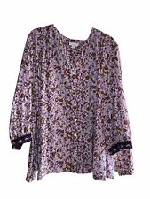 J. Jill Women's Top plus size 3x purple floral paisley print button front cotton
