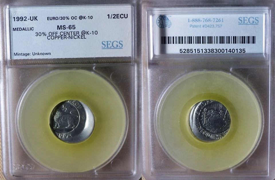 Error:Europa Pattern 1992 UK 1/2 Ecu 30% Off Center MS65 CT172 - Image 1 of 1