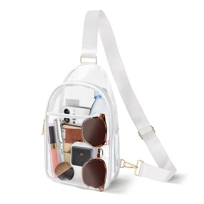 Bolso Transparente para Eventos de Estadio, Bandolera Transparente para Mujer Hombre con Blanco Foto 1 de 4