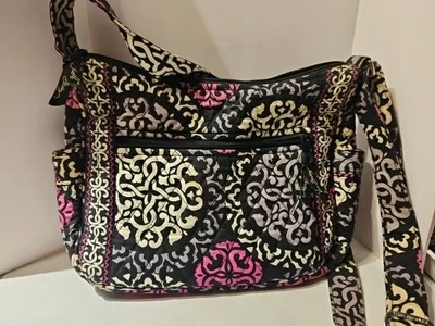 Vera Bradley Crossbody Shoulder Bag Purse Canterberry Magenta Medallion Black - Image 1 of 4