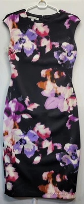 Maggy London Black Floral Lined Sheath Dress Size 4 Sleeveless - Image 1 of 4