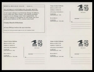 Sc# CVUX2/UPSS# PB2 - 19c EAGLE - SHEET OF 4, 3 CARDS PLUS OTHERS (B) - Picture 1 of 3