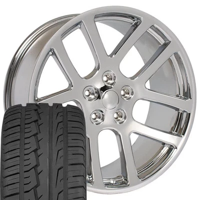 2223 Chrome 22x10 Wheels & 285/45 Tires SET Fit Dodge RAM 1500 SRT10 - Image 1 of 4