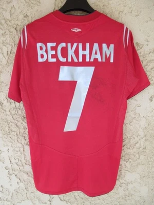 Maillot ANGLETERRE rouge UMBRO David BECKHAM n°7 vintage football shirt S - Photo 1/4