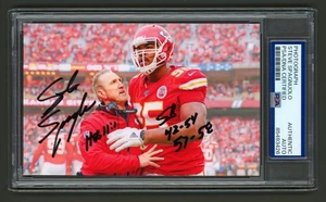 Steve Spagnuolo signiertes Foto (PSA) SB Inschrift Kansas City Chiefs Chris Jones - Bild 1 von 2