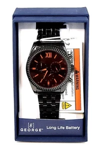 🕒 Reloj de pulsera analógico George para hombre - esfera roja con pulsera de acero inoxidable - Imagen 1 de 12