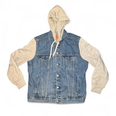Chaqueta de mezclilla Levi’s XL para hombre con mangas con capucha gris chaqueta de jean de camionero con capucha Foto 1 de 4