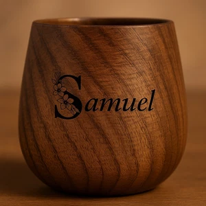 Tazza da tè caffè in legno personalizzata - tazza in legno inciso personalizzata - regalo per lui lei - Foto 1 di 7