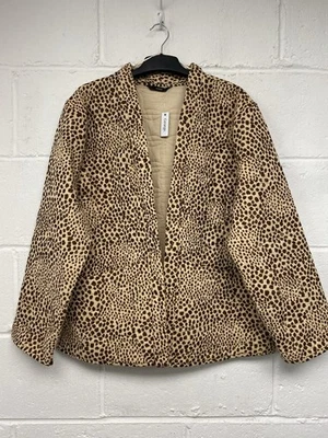 George Leopard Print Floral Quilted Throw On Jacket With Pockets Size 16 PT - Изображение 1 из 4
