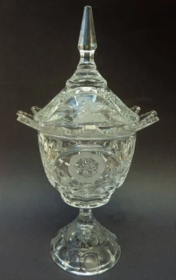 vintage Coppa in cristallo con piedistallo decorato - Immagine 1 di 4