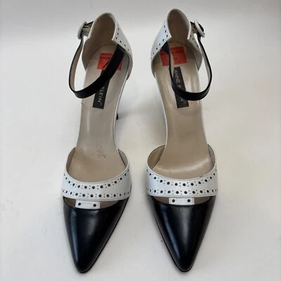 Mujer Anne Klein Vintage Marfil y Negro Espectador Bomba Correa Tobillo 9.5 M Foto 1 de 4