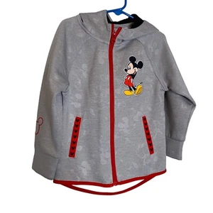 Mickey Mouse Disney Jr Junior Sweatshirt Hoodie Boys 4T Gray Zip Up Red Zipper - Picture 1 of 11