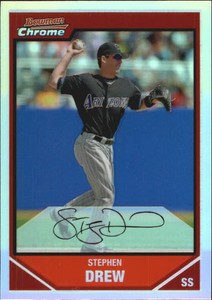 2007 Bowman Chrome Refractors Arizona Diamondbacks Baseball Card #5 Stephen Drew