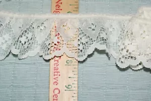 Ruffled White Lace Trim 2 Yard +6" by 2 Inches Sewing Craft New Fast Shipping - Picture 1 of 2
