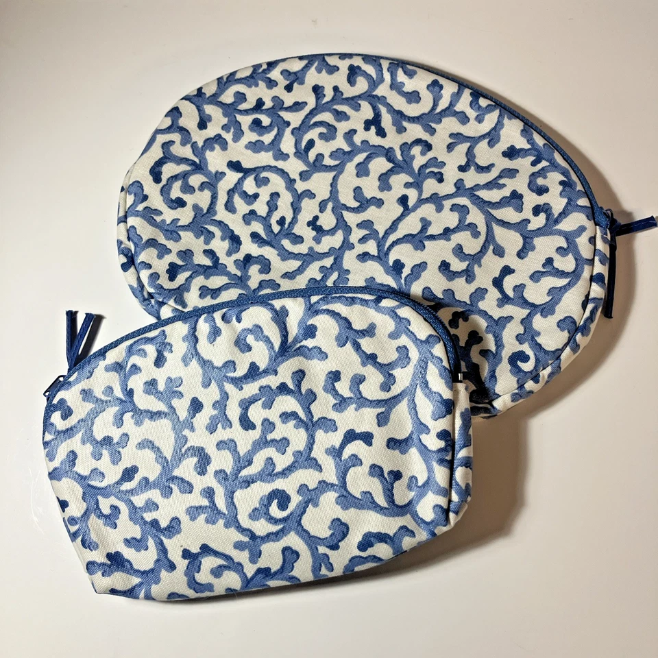 Par de BOLSA DE VIAGEM COSMÉTICA MAQUIAGEM CORAL AZUL E MARFIM BOA NOVA SEM ETIQUETAS - Imagem 1 de 4