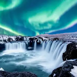 Wooden Jigsaw Puzzles For Adults -Northern Lights Over Godafoss, Iceland 200 Pcs - Picture 1 of 6