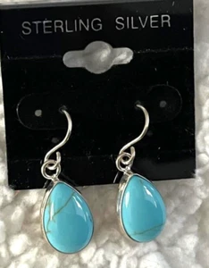 Türkis Ohrhänger/Hänger Sterling Silber 0,925 Draht Ohrringe  - Bild 1 von 4