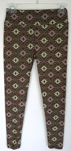 LuLaRoe Multicolor Diamond Green Purple Stretch Leggings OS One Size - Picture 1 of 5
