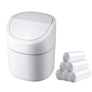 Mini Desk Trash Can with Lid, 180 Trash Bags, Swing-Lid Tiny Countertop Bin - Picture 1 of 7
