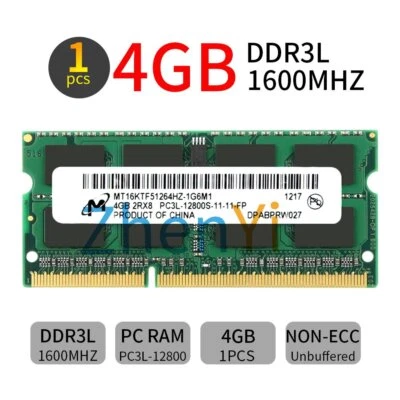 4GB 2GB DDR3L PC3L-12800S 1600MHz 2Rx8 1.35V Intel SO-DIMM RAM Memory For Micron - Image 1 of 4
