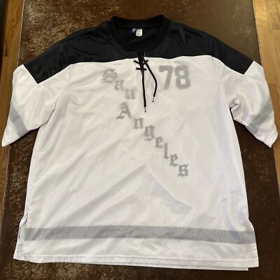 Camiseta H&M Divided San Angeles 78 estilo hockey XL malla, SS, blanca negra Foto 1 de 4